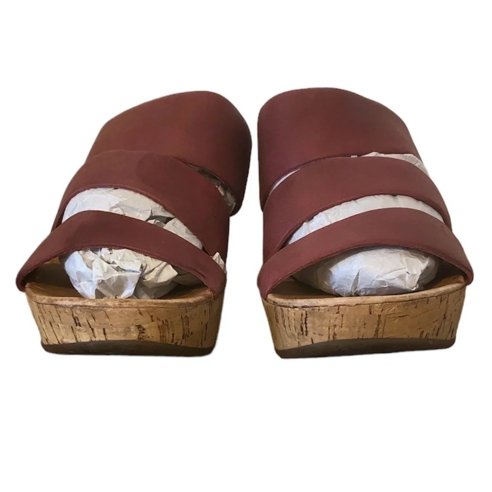 Chocolat Blu Wedge 7.5 Sandals Morgan Women's Triple Band Leather Platform